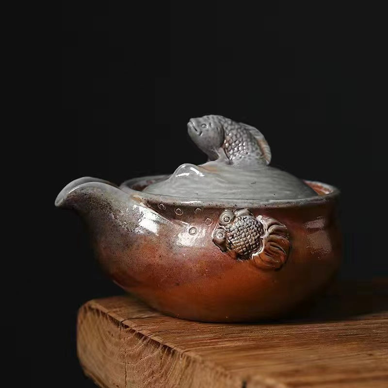 Master Collection----Shinoyaki Purely handmade hand-kneaded dragon rough Tea cup(M458)