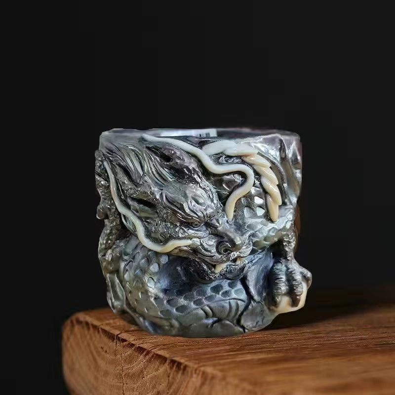 Master Collection----Shinoyaki Purely handmade hand-kneaded dragon rough Tea cup(M458)