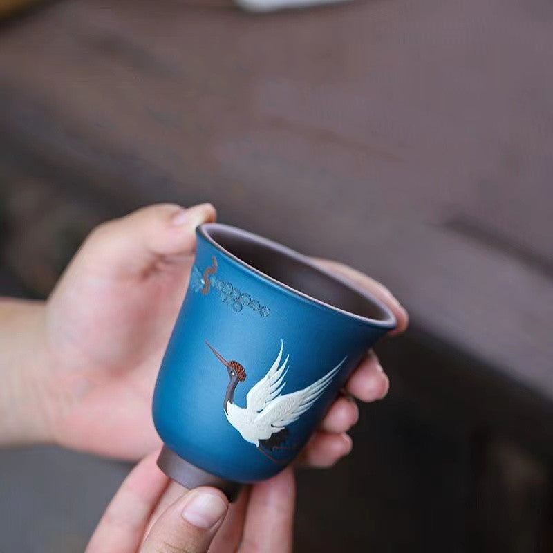 Yixing Purple clay Blue crane teacup