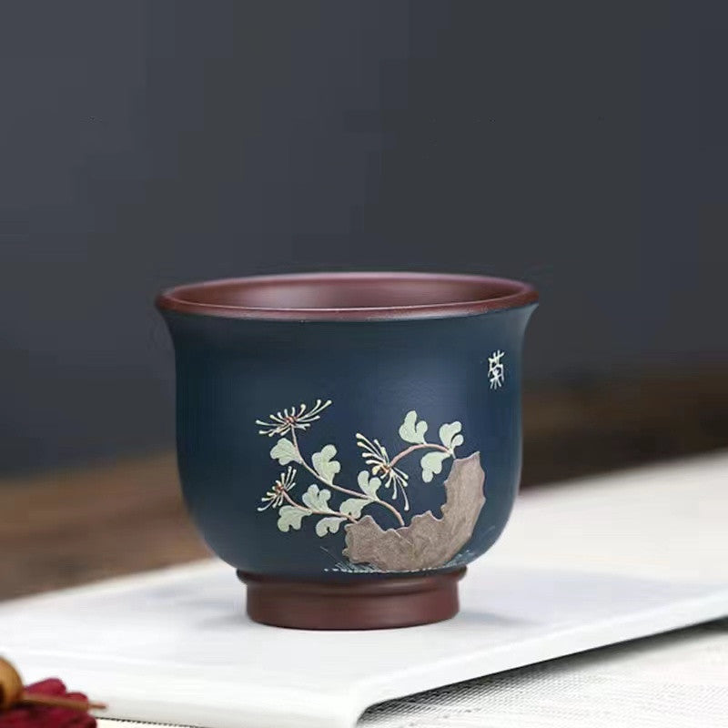 Hand-painted Yixing Purple Sand Tea Cups