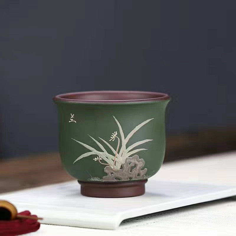 Hand-painted Yixing Purple Sand Tea Cups