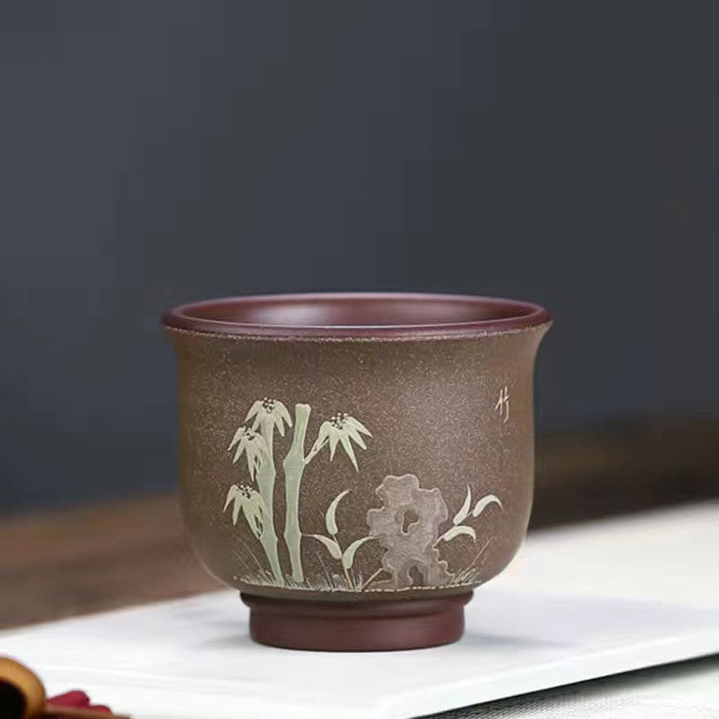 Hand-painted Yixing Purple Sand Tea Cups