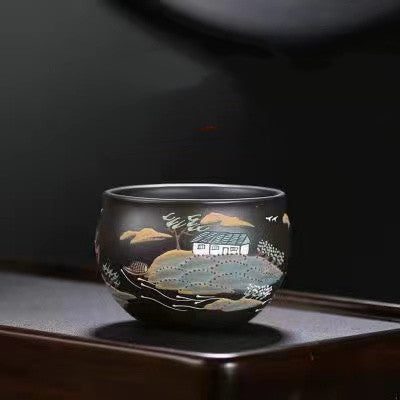 Hand-painted Yixing Purple Sand Tea Cups