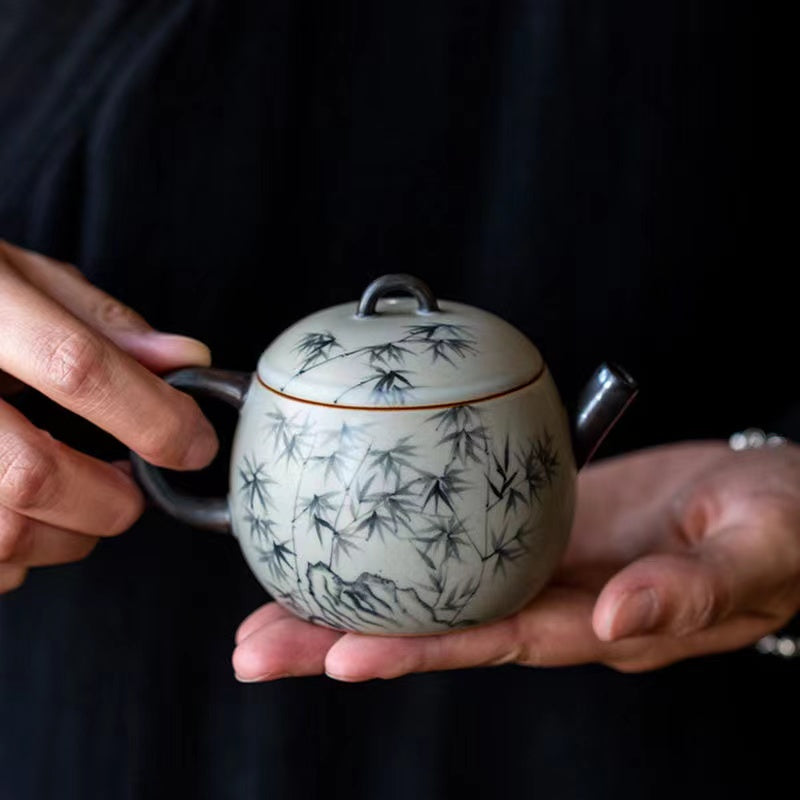 Hand-painted bamboo teapot