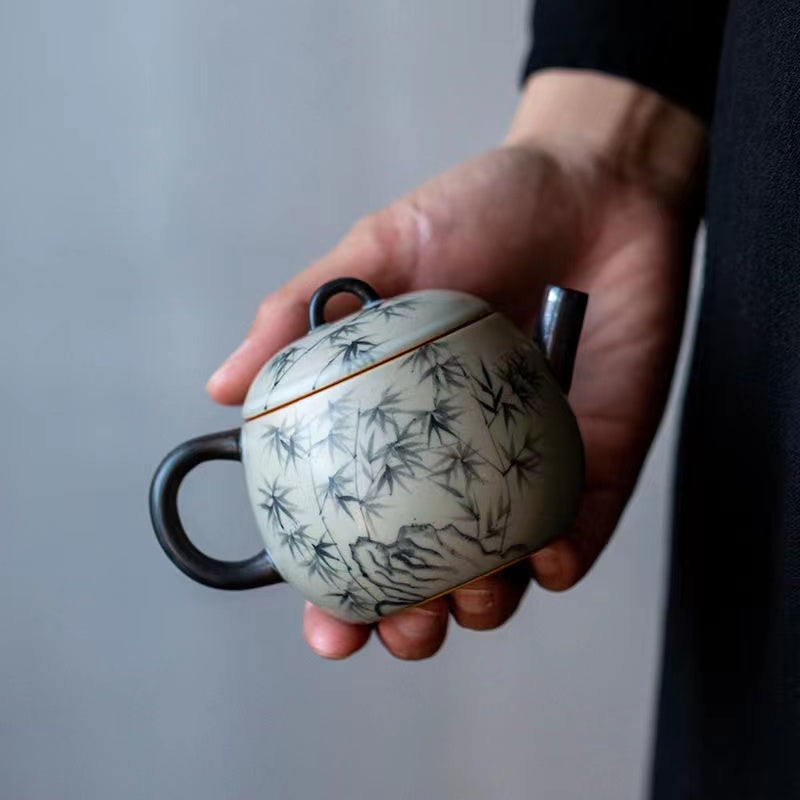 Hand-painted bamboo teapot