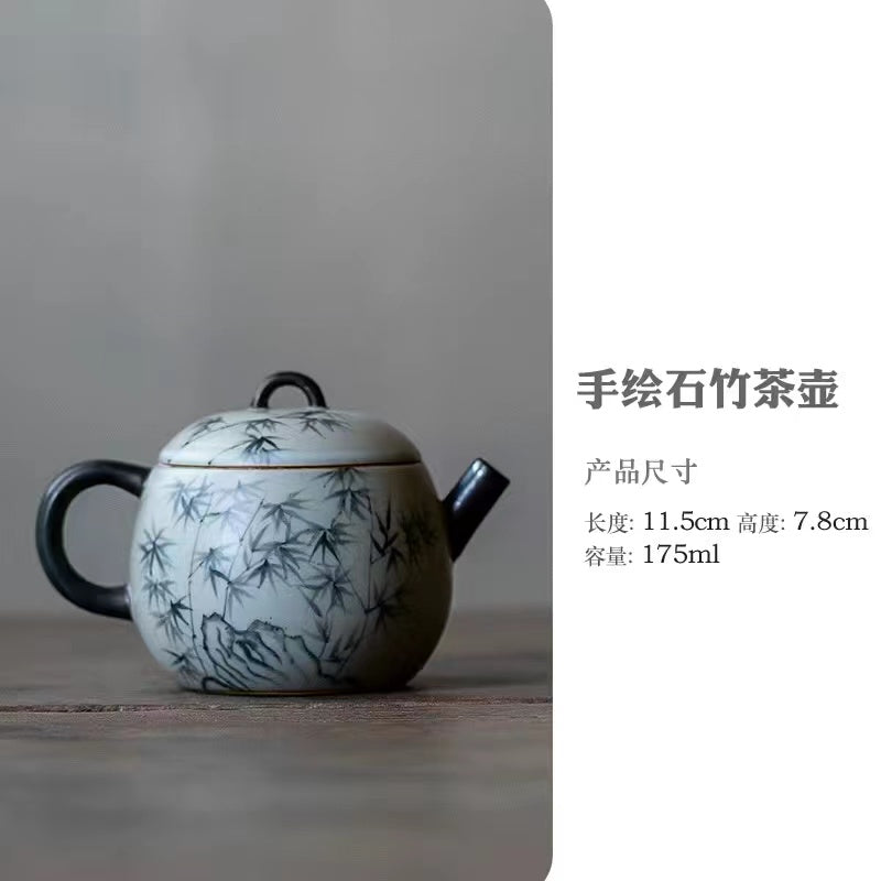 Hand-painted bamboo teapot