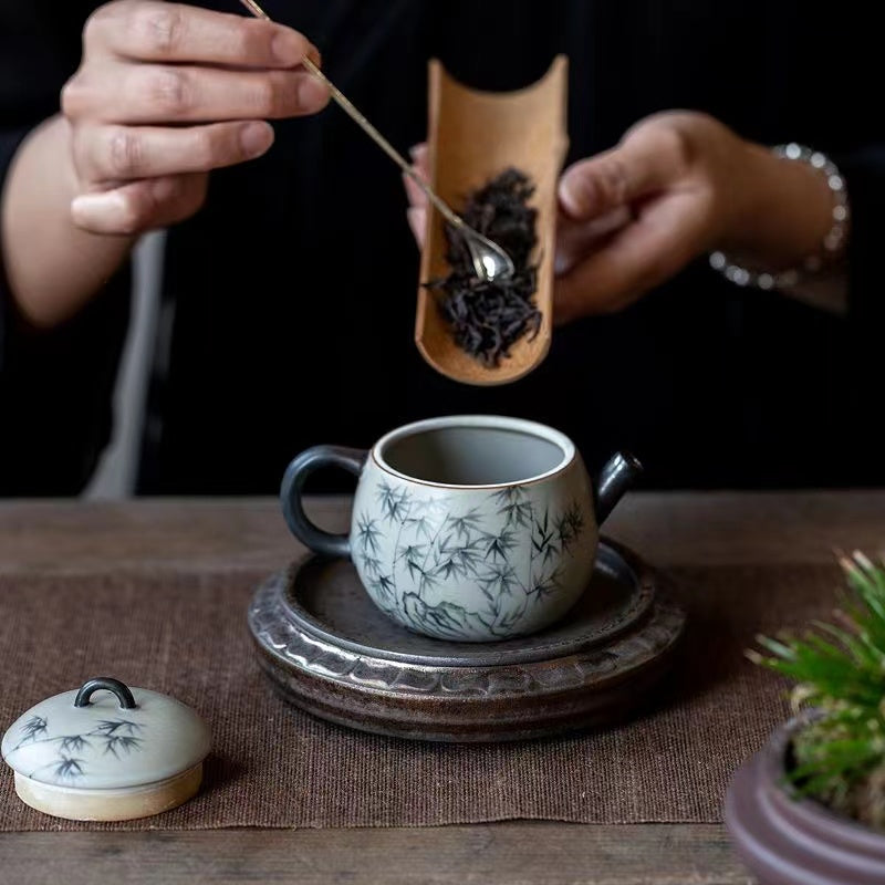 Hand-painted bamboo teapot