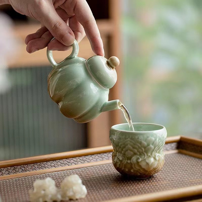 Gradient Green Pumpkin Pot Tea