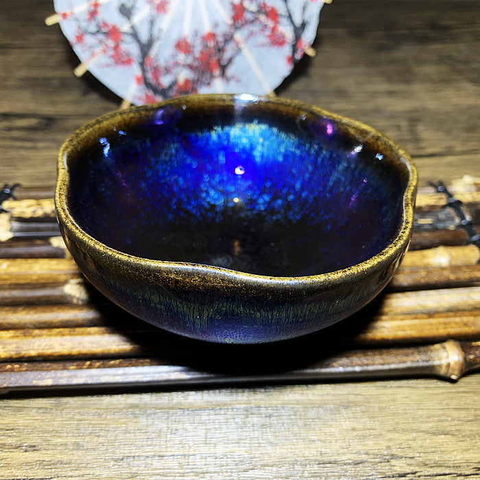 Master Collection---Handmade tea cups with blue and purple petals Tea Cup(M485)