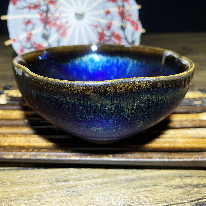 Master Collection---Handmade tea cups with blue and purple petals Tea Cup(M485)