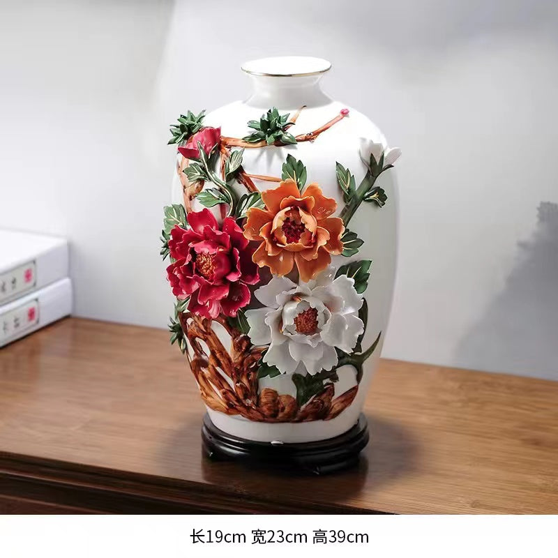 Jingdezhen ceramic vase Peony handmade porcelain