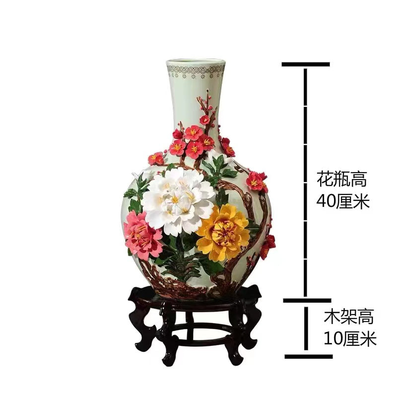 Jingdezhen ceramic vase Peony handmade porcelain