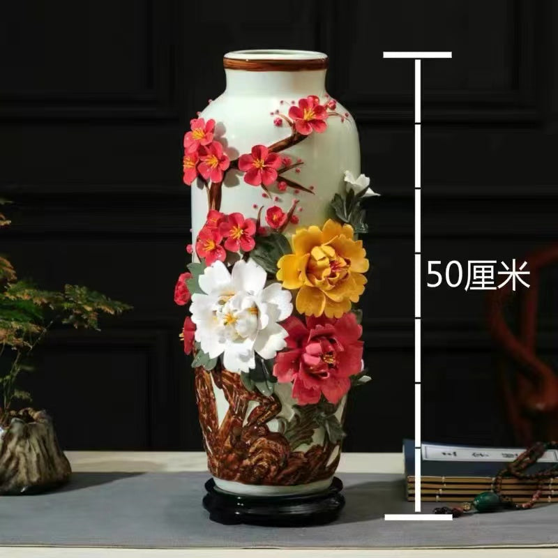 Jingdezhen ceramic vase Peony handmade porcelain