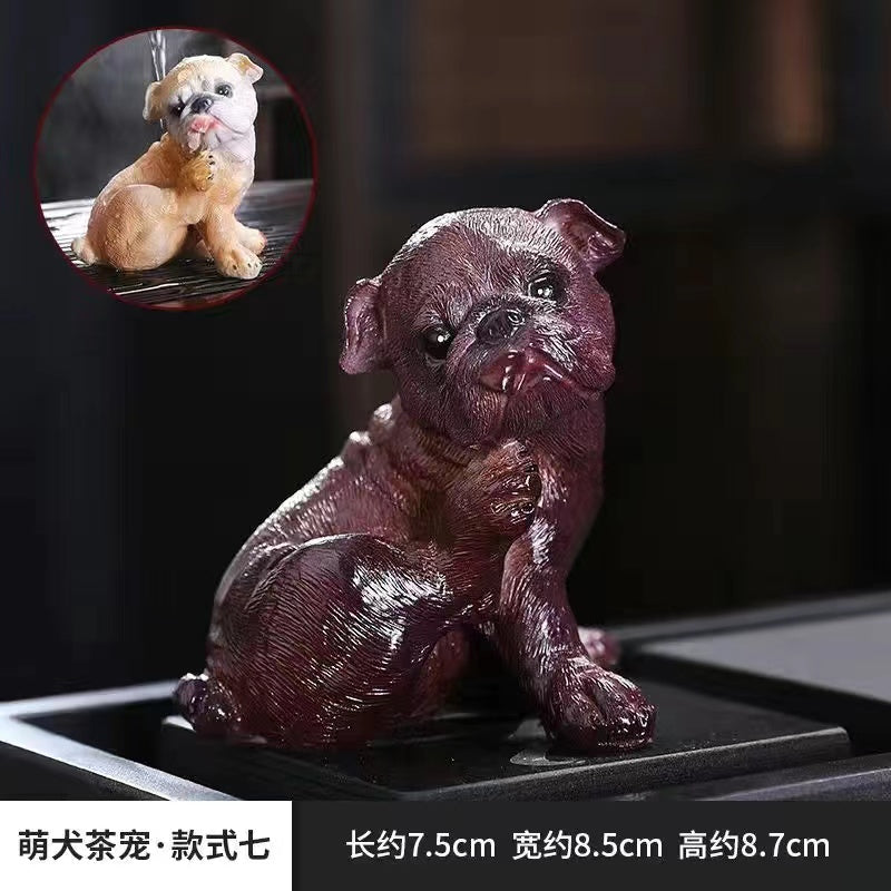 Color changing resin cute little cute dog tea pet