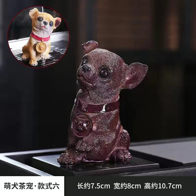 Color changing resin cute little cute dog tea pet