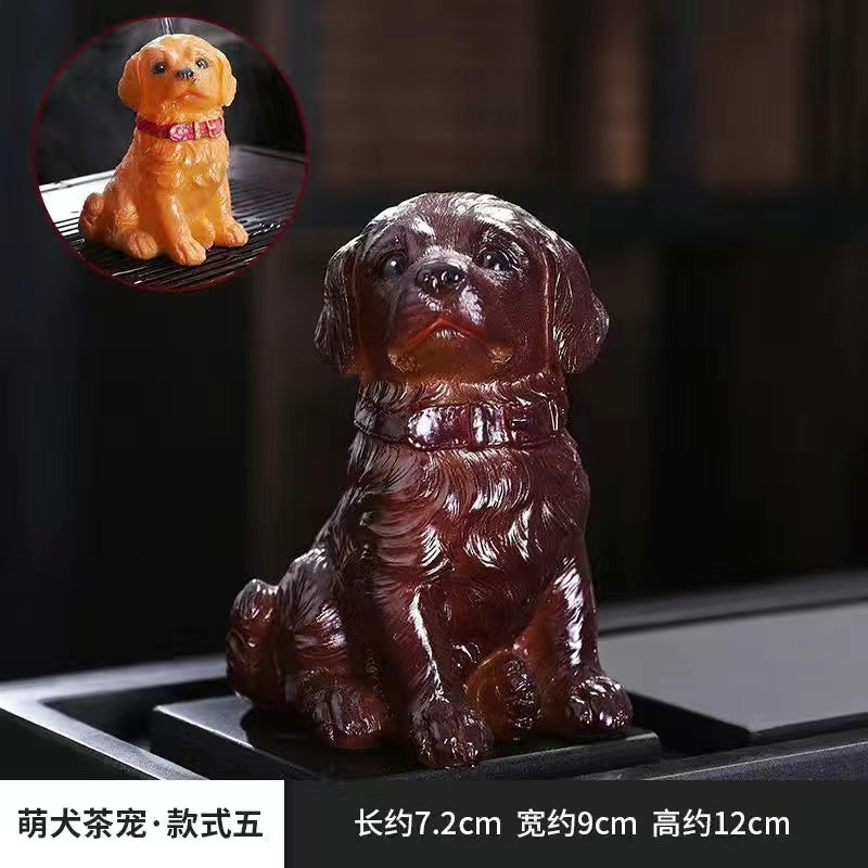 Color changing resin cute little cute dog tea pet