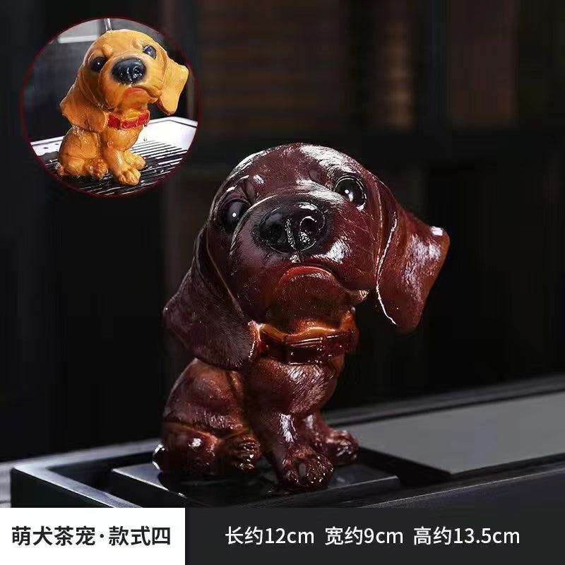 Color changing resin cute little cute dog tea pet