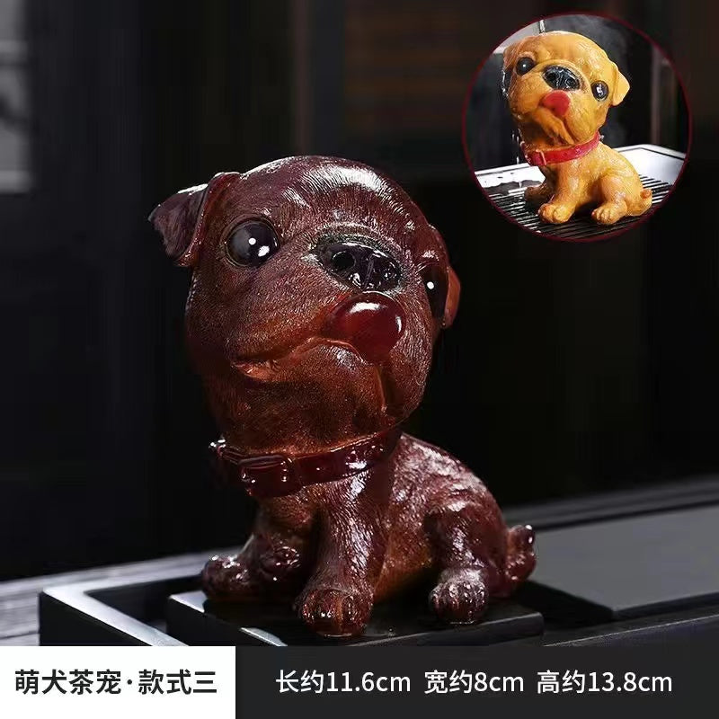 Color changing resin cute little cute dog tea pet