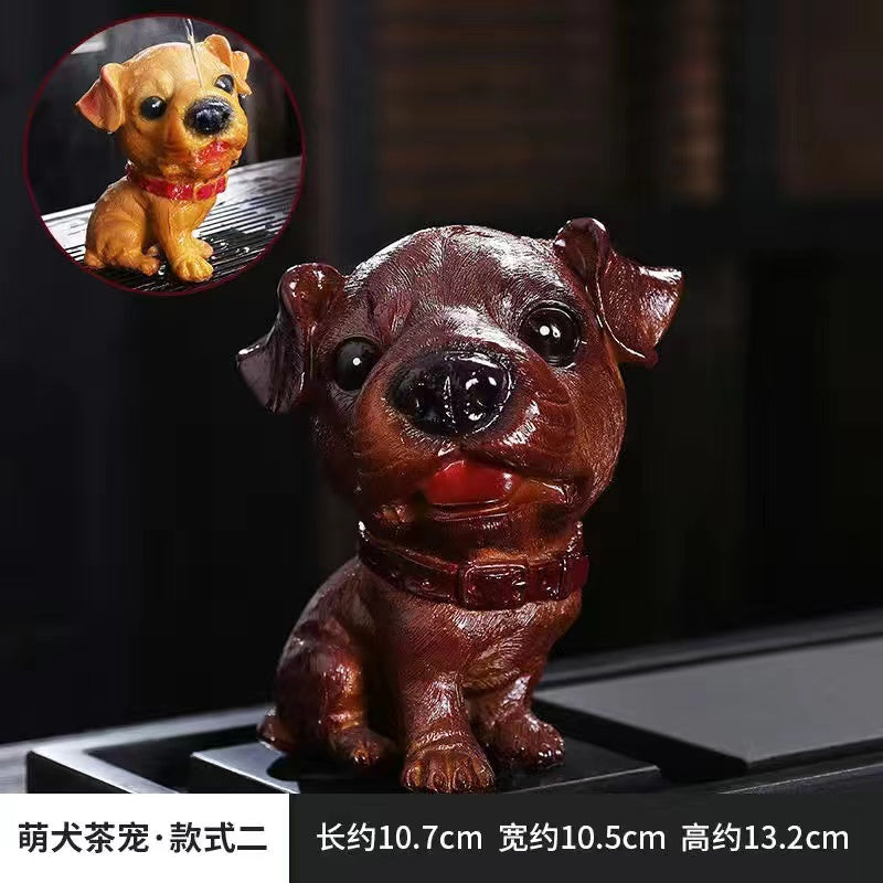 Color changing resin cute little cute dog tea pet