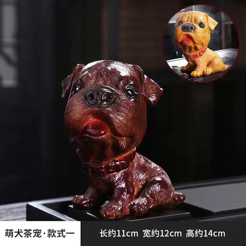 Color changing resin cute little cute dog tea pet