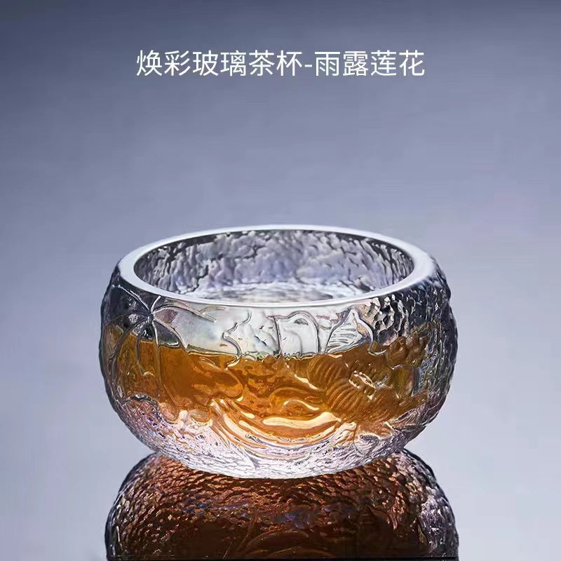 Glowing Lotus Glass Tea Cup