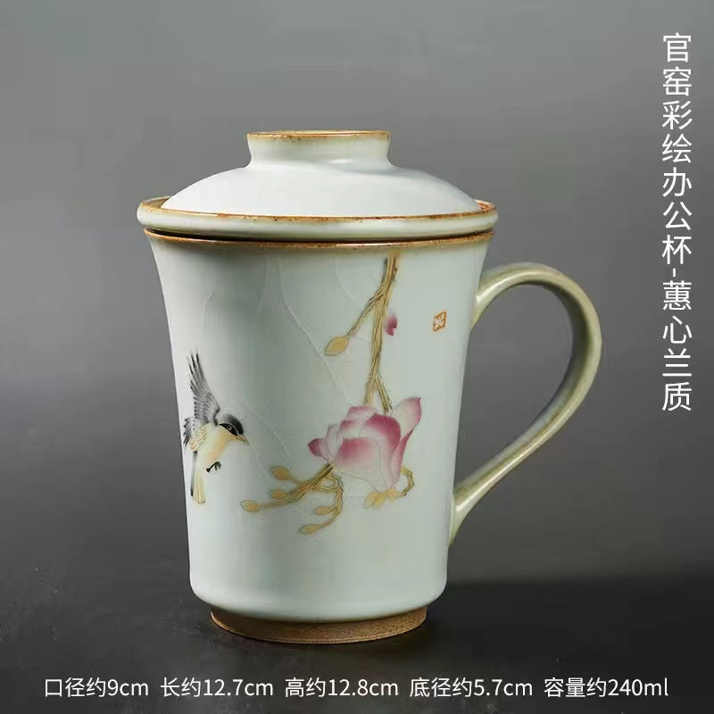 Painted tea separation ceramic mug