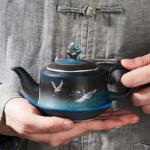 Load image into Gallery viewer, Moose Star Blue Glaze Painted Teapot
