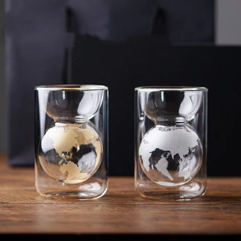 Earth cup creative double glass Tea cup