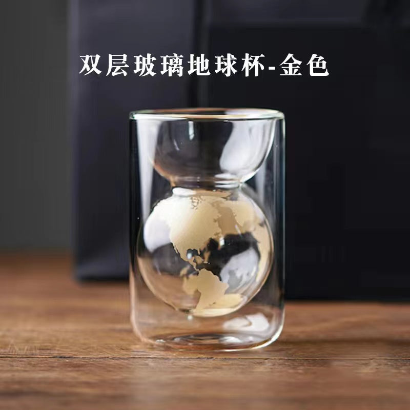 Earth cup creative double glass Tea cup