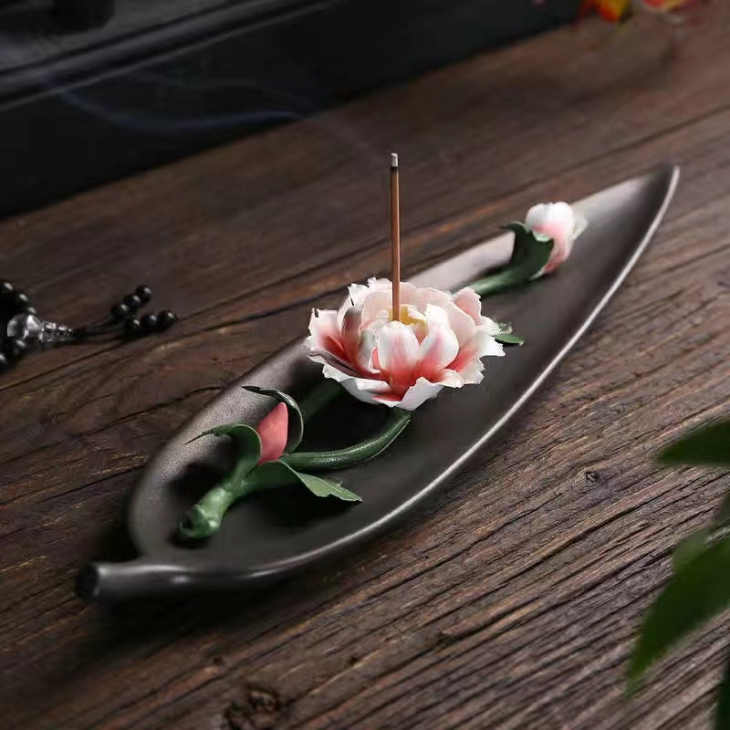 Creative ceramic lotus flower incense stick incense holder