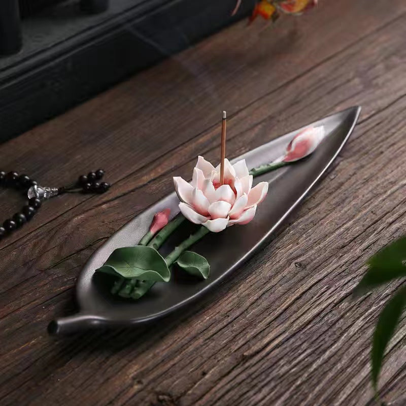 Creative ceramic lotus flower incense stick incense holder