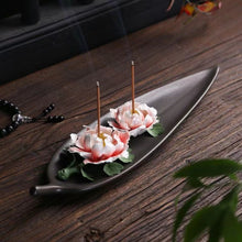 Load image into Gallery viewer, Creative ceramic lotus flower incense stick incense holder
