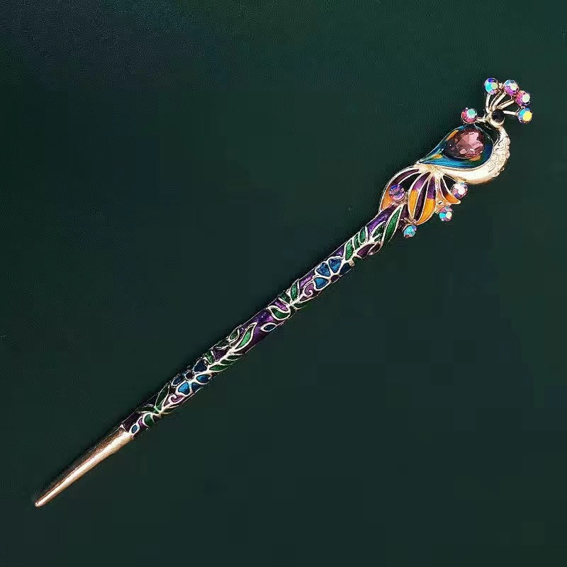 Peacock blue hairpin Chinese style hairpin hairpin