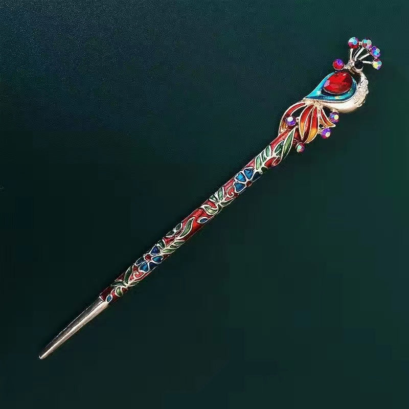 Peacock blue hairpin Chinese style hairpin hairpin