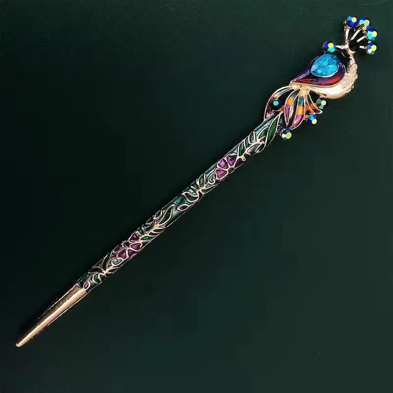 Peacock blue hairpin Chinese style hairpin hairpin