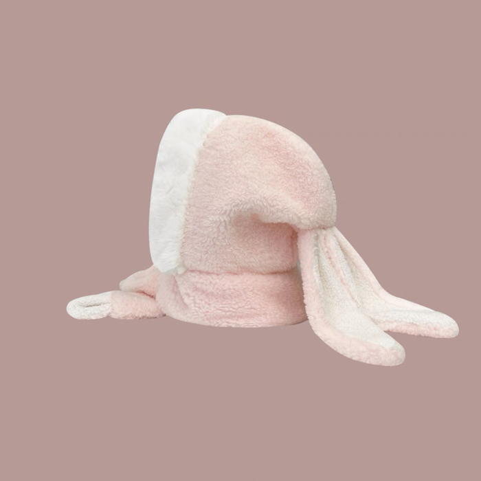 Rabbit long ears plush hat and scarf two-piece set