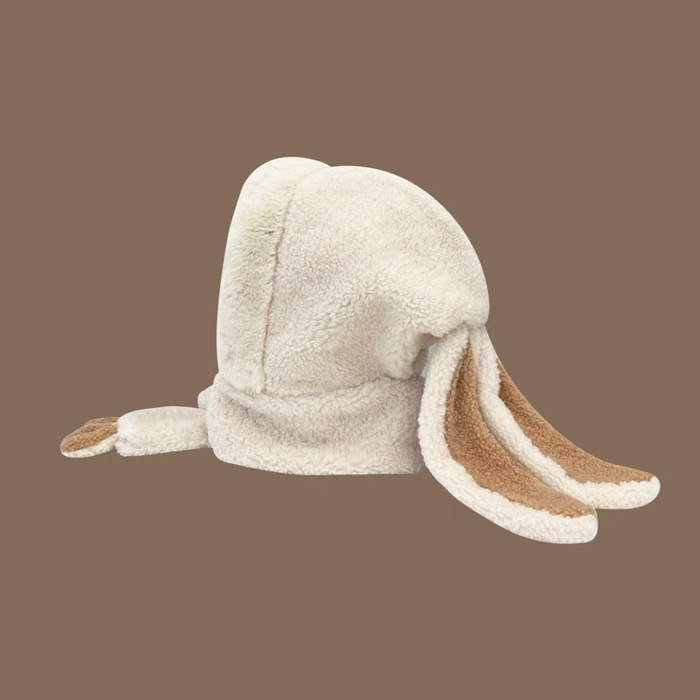 Rabbit long ears plush hat and scarf two-piece set