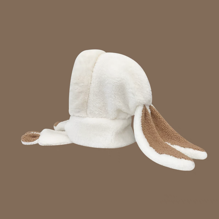 Rabbit long ears plush hat and scarf two-piece set