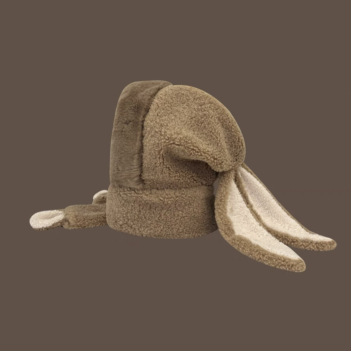 Rabbit long ears plush hat and scarf two-piece set