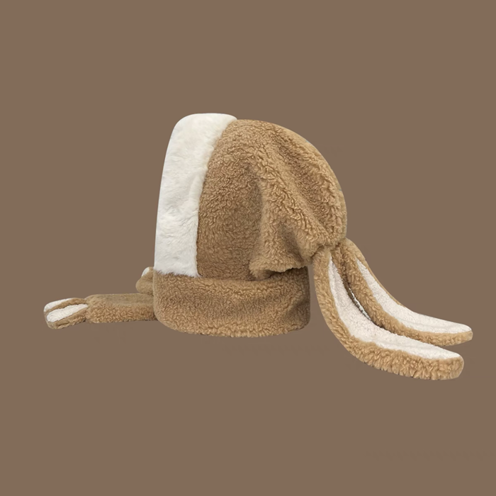 Rabbit long ears plush hat and scarf two-piece set