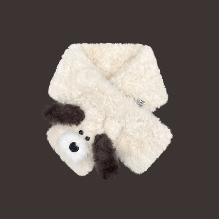 Soft and cuddly puppy ears short rabbit fleece scarf