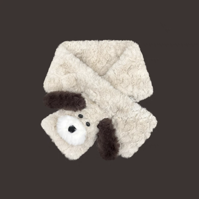 Soft and cuddly puppy ears short rabbit fleece scarf