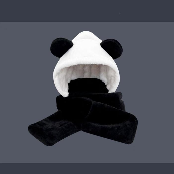 Plush ear protection Panda warm and versatile hat