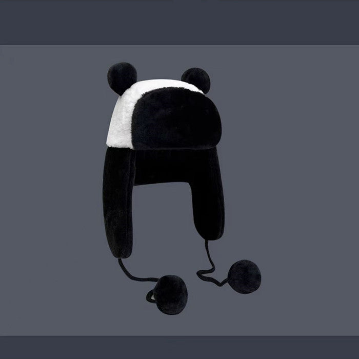 Plush ear protection Panda warm and versatile hat