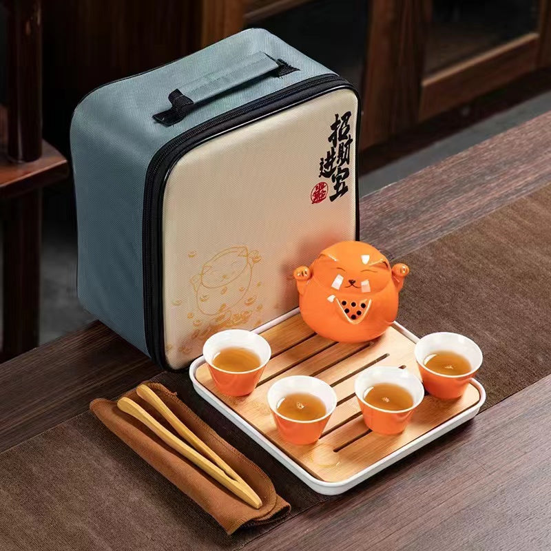 Fortune Cat Travel Tea Set