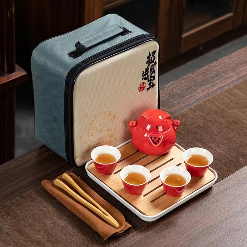 Fortune Cat Travel Tea Set