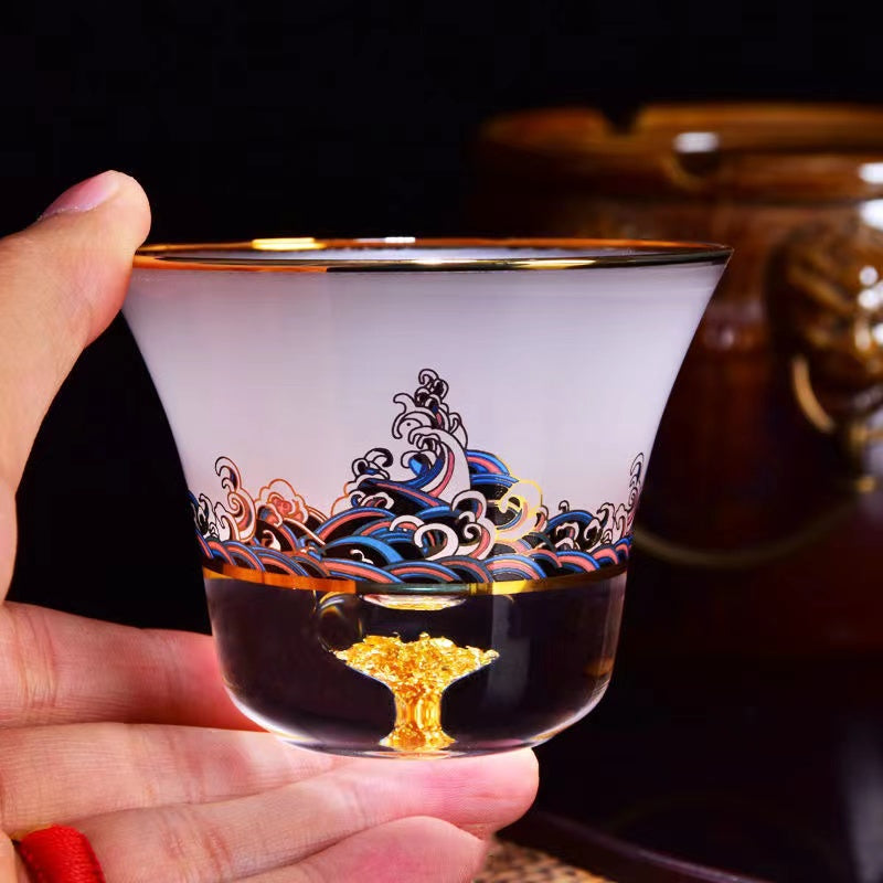 Ancient Crafted Cloudy Crystal Glass Tea Cup