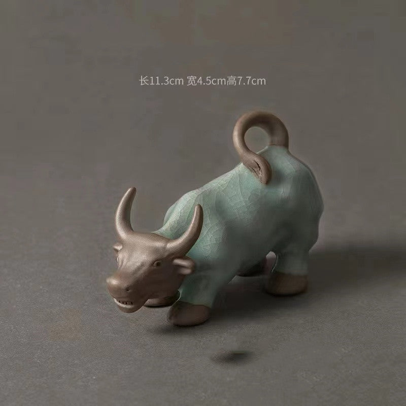 Ge kiln bull ornament Tea pet