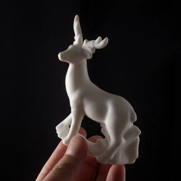 Dehua White Porcelain Ornament Deer Tea Pet