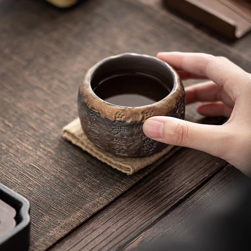 Hand-embossed meditation Tea cup